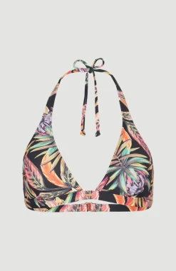 Bikinitop Marga Halter | Black Tropical Flower