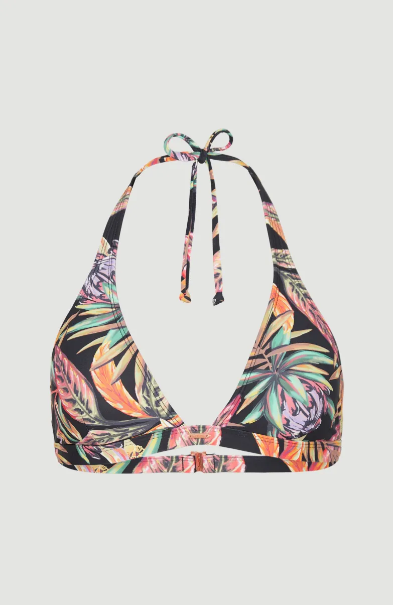Bikinitop Marga Halter | Black Tropical Flower