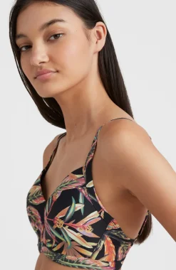 Bikinitop Panama Mould Wire Bra | Black Tropical Flower