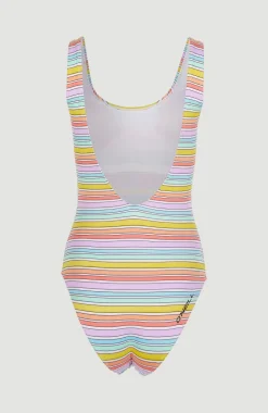 Cali Retro Badpak | Bright Multi Coloured Stripe