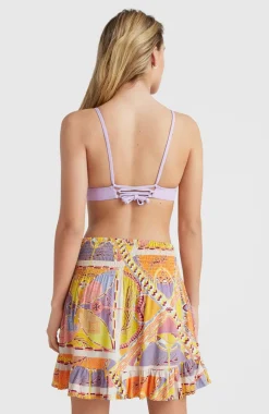 Rokje Lilia Met Smokdetails | Yellow Scarf Print