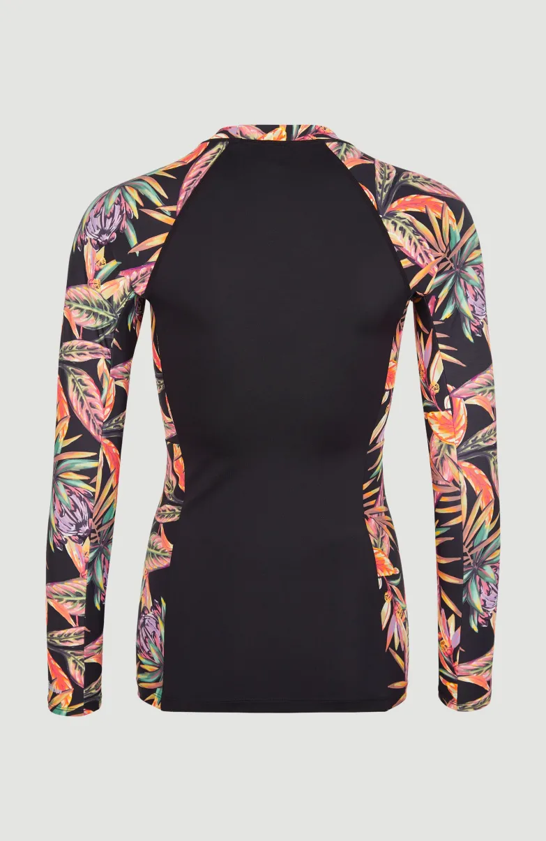 Shirt Anglet Met Lange Mouwen En Beschermingsfactor UPF 50+ | Black Tropical Flower
