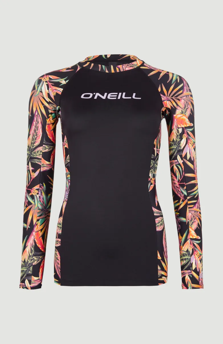 Shirt Anglet Met Lange Mouwen En Beschermingsfactor UPF 50+ | Black Tropical Flower
