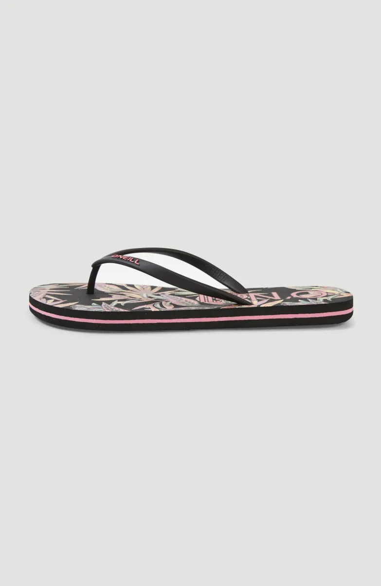 Slippers Profile Graphic | Black Tropical Flower
