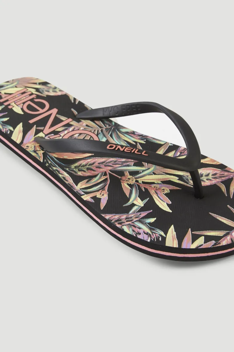 Slippers Profile Graphic | Black Tropical Flower