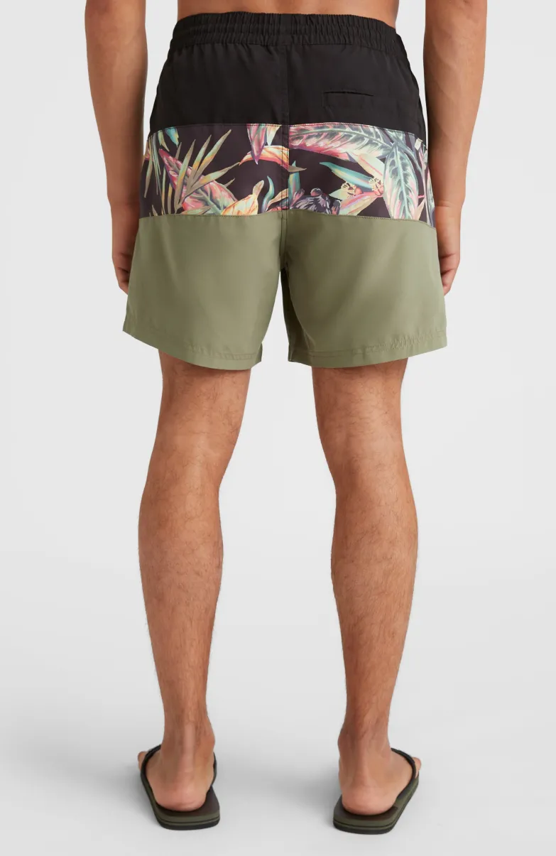 Zwemshort Cali Block 15'' | Black Tropical Flower