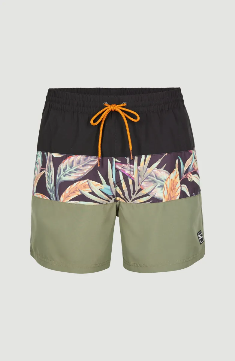 Zwemshort Cali Block 15'' | Black Tropical Flower